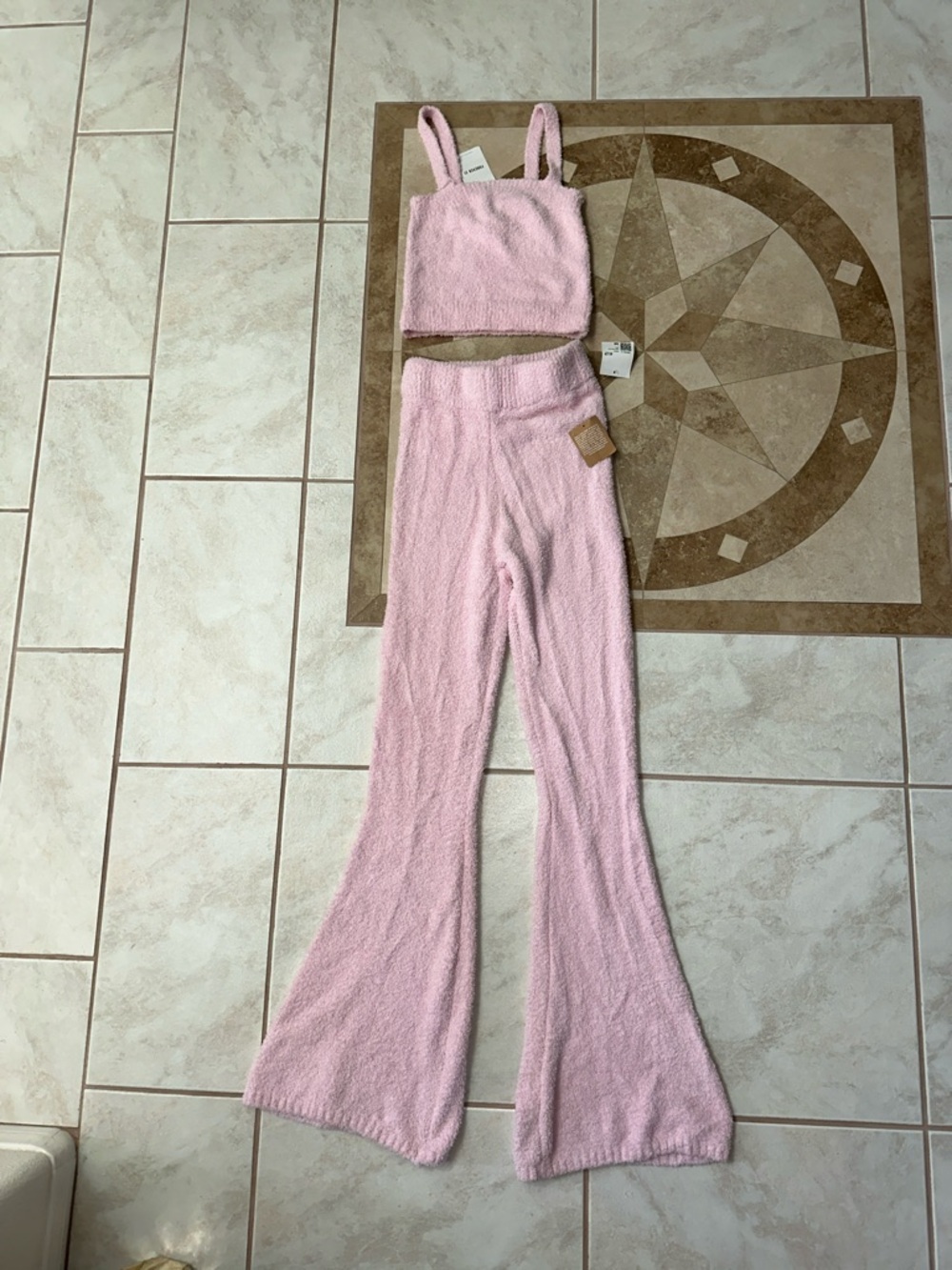 Forever 21 Light Pink Knit Tank and Flare Pants Set